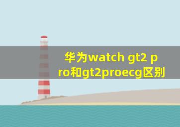 华为watch gt2 pro和gt2proecg区别